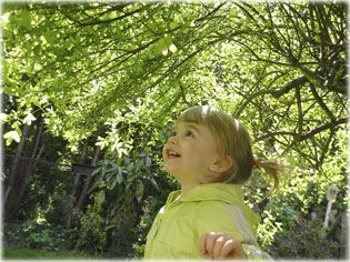 Te is amazed by everything in the garden